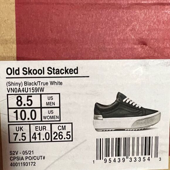 Vans Old Skool Stacked Shiny black leather platform sneaker  Women’s 10 - Picture 8 of 8